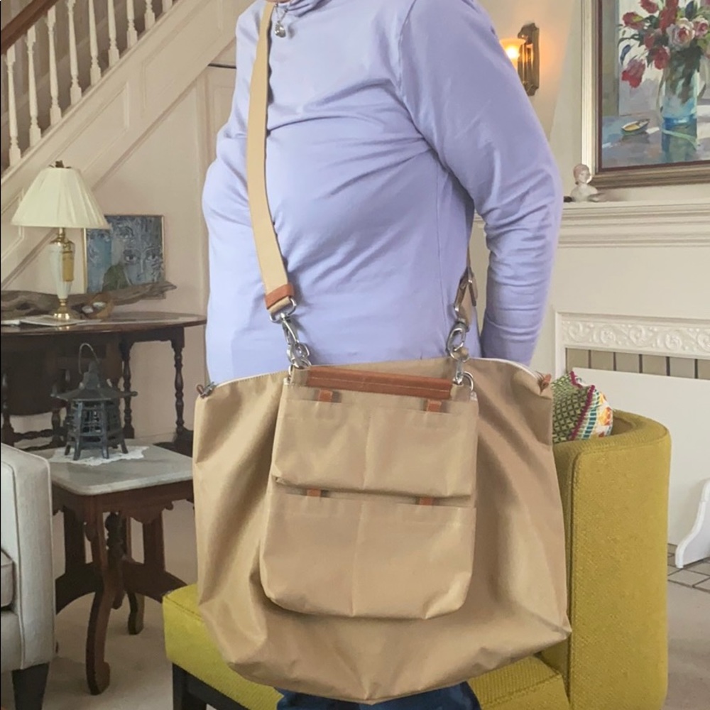 Marine DuPont Paris tan nylon 3 bag combo.